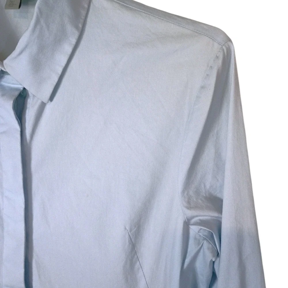 COS Light Blue Cotton High Low Hem Long Sleeve‎ Shirt Dress Size 6